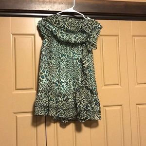 Strapless cheetah Print Dress